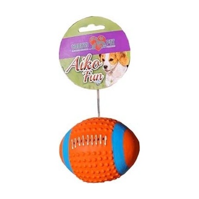 Cobbys Pet AIKO FUN Rugby lopta 9 cm pískacia hračka pre psov z latexu