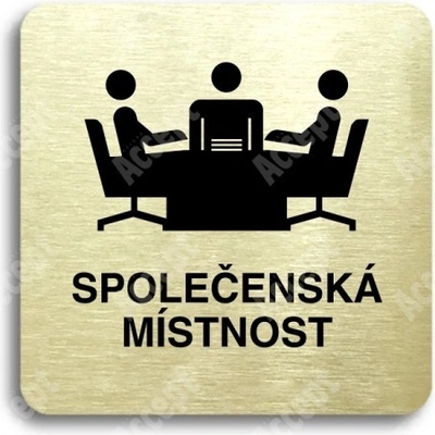 ACCEPT Piktogram společenská místnost - zlatá tabulka - černý tisk bez rámečku