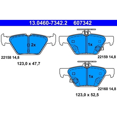 Sada brzdových platničiek, vždy 4 kusy v sade ATE 13.0460-7342.2 (13046073422)