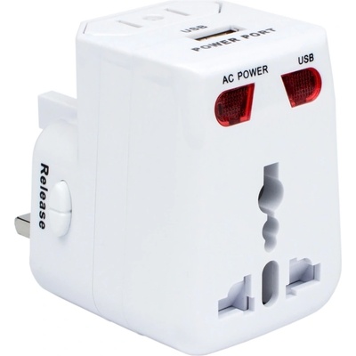 DIVA Универсален пътен адаптер Diva, 1 x USB, Бял (2165)