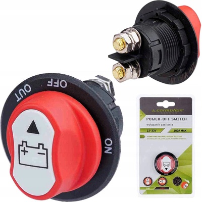Carmotion HLAVNÝ VYPÍNAČ BATÉRIE 12V-32V 100A - ODPOJOVAČ PRÚDU, NÚDZOVÝ