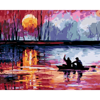 zuty Malování podle čísel Západ slunce na jezeře II 100 x 80 cm bez rámu a bez vypnutí plátna