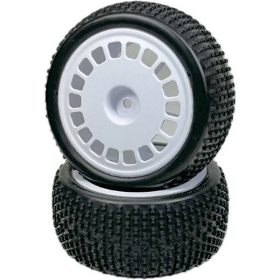 Absima buggy pneu Mini Block včetně disku 1:10 zadní bílé 2 ks