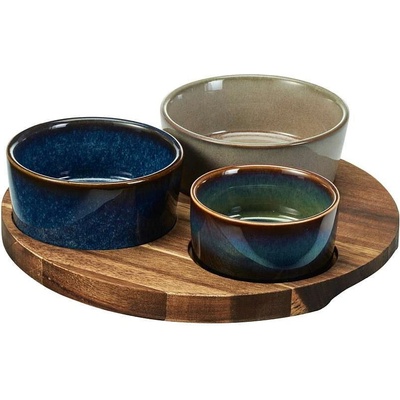 Excellent Houseware Servírovací misky na akátovém podnose sada 4 ks KO-278001190