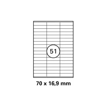 Image 1 of GENTLE УНИВЕРСАЛНИ ЕТИКЕТИ - 70, 0 mm x 16, 9 mm - 51 броя на лист - 100 листа - PN BR3420 - OUTLET - GENTLE (700 LABBR3420)