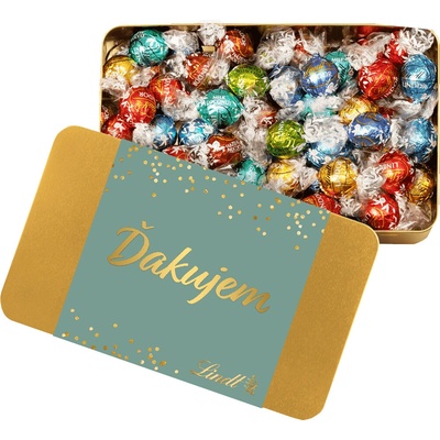 Lindt Lindor Zlatá plechovka s pralinkami Ďakujem 0,7 kg