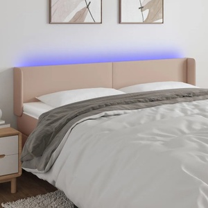 vidaXL LED Горна табла за легло, капучино, 203x16x78/88 см (3123069)