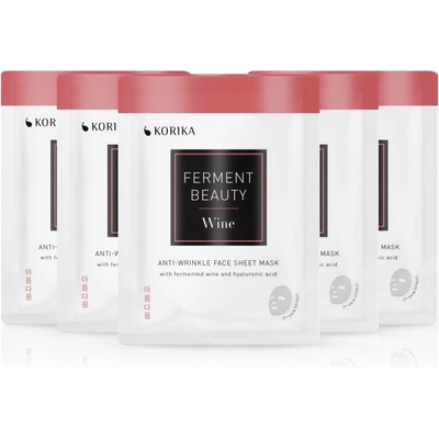 KORIKA FermentBeauty Set of 5 Anti-wrinkle Face Sheet Masks with Fermented Wine and Hyaluronic Acid комплект маски за лице на намалена цена