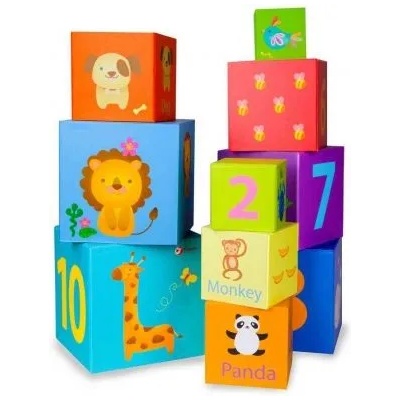 Classic World - Картонени образователни кубчета - Цифри, животни и английски думички (CW3567)