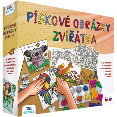 ALBI Pískování Zvířátka kreativní sada pískové obrázky se samolepkami