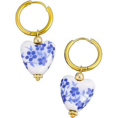 HARAHU Обеци na-38889 - Златна / Бяла / Синя kp38889 (na-38889)