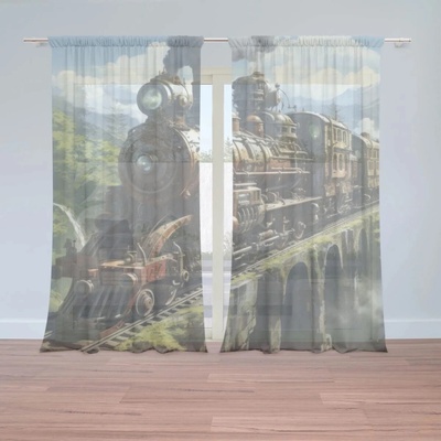 Sablio Záclony Parná lokomotíva na viadukte: 2ks 150x250cm