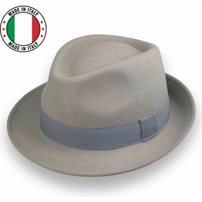 Krumlovanka klasický trilby klobouk vlněný šedý s šedou stuhou P-970/SED