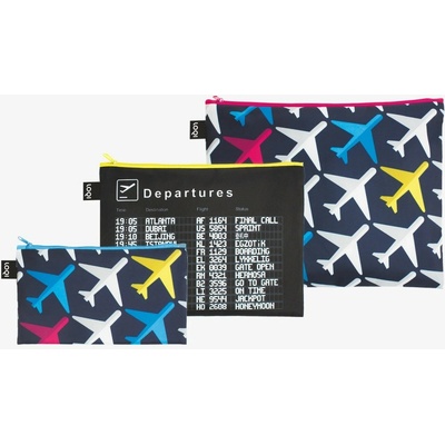 Loqi taštičky na zips 3 ks airport Airplanes