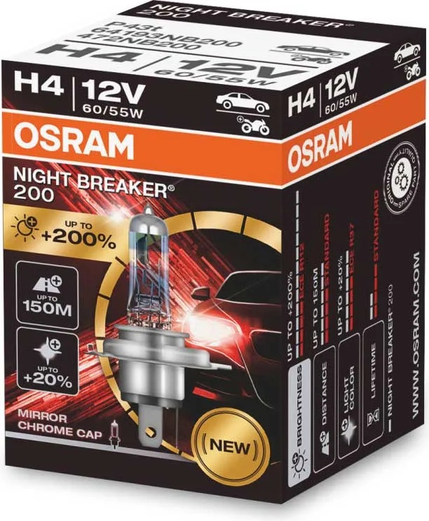 OSRAM NIGHT BREAKER 200 H4 60/55W 12V (64193NB200)
