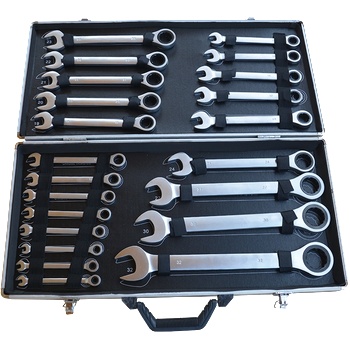 KraftRoyal Комплект звездогаечни тресчотни ключове от 6 мм до 32 мм в метален куфар KraftRoyal