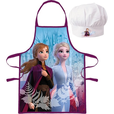 Euroswan Detská zástera s kuchárskou čiapkou - Anna a Elsa