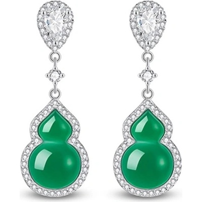 JAY Luxusní náušnice Yu symbol malé tykve stříbrné zapínání JAY-9191 Zelená