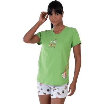 Image 1 of Лятна дамска пижама в зелено и сиво със суши