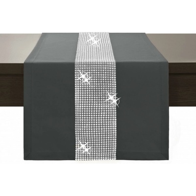 Mondo Běhoun Glamour se zirkony grafitový Grafitová 40x110 cm