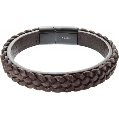Pavona náramek pánský z recykl.kůže zapletený cop 43026.3 hnědý
