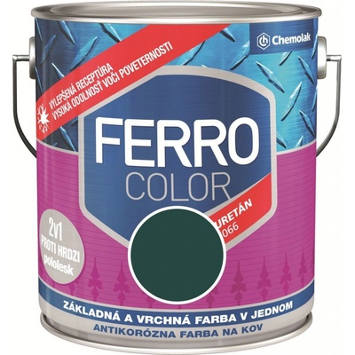 Chemolak Ferro Color U 2066 5765 tmavozelená pololesk 2,5L