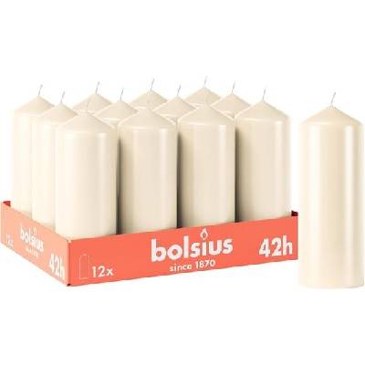 Svíčky Bolsius Smooth Pillar - Slonovinová - 12 kusů - 15 x 6 cm - Dekorativní svíčky do domácnosti