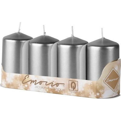 Emocio adventní válec 4ks 50x90 Metal stříbrné