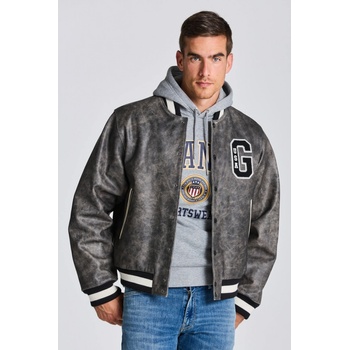 GANT D1. LEATHER GANT VARSITY jacket čierna