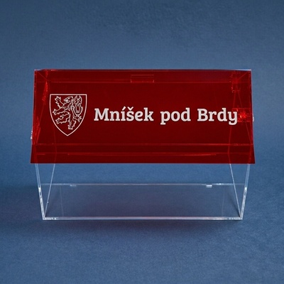 Kasička pokladnička domeček 400x200x300 mm s gravírem