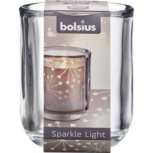Bolsius Стъклен свещник Bolsius 71x87 мм върху прозрачен блясък