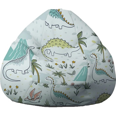 PUFRELAX Пуф круша, 520л. , Nirvana Gigant - Dino Age, Водоустойчив, Перящ се калъф, Пълнеж от Полистиролни перли, принт, 8463 (PUF-G-NGG-TEXP-DIN)