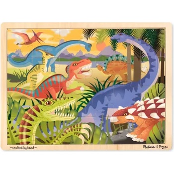 Image 1 of Melissa & Doug Дървен пъзел в рамка - Динозаври - 24 части (19066)