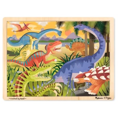 Melissa & Doug Дървен пъзел в рамка - Динозаври - 24 части (19066)
