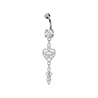 Šperky4U Visací piercing do pupíku srdíčko WP0134