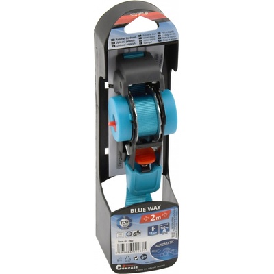 Popruh COMPASS s ráčnou a háky samonavíjecí 100daN 2m TÜV BLUE WAY