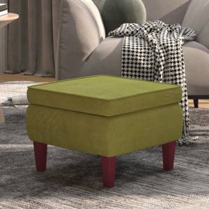 vidaXL Табуретка с дървени крака, светлозелена, кадифе (329460)