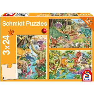Schmidt Spiele Пъзел Schmidt от 3 x 24 части - Динозавърско забавление (56465) - baby