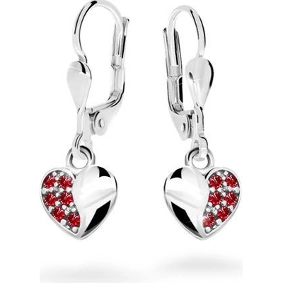 Danfil dětská srdíčka C2160 z bílého zlata s kamínky Ruby Dark zapínání klapka