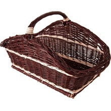 Koš na dřevo proutěný rovný, tmavý prošívaný