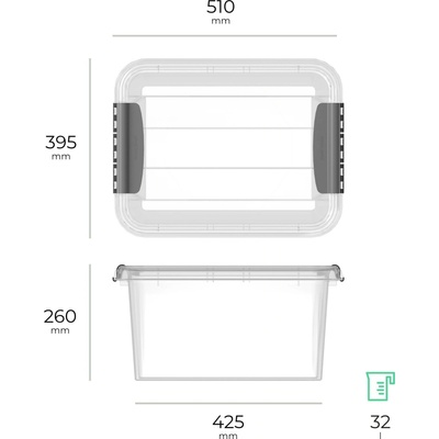 Siguro Pro Box 32 l 39,5 x 26 x 51 cm transparentný