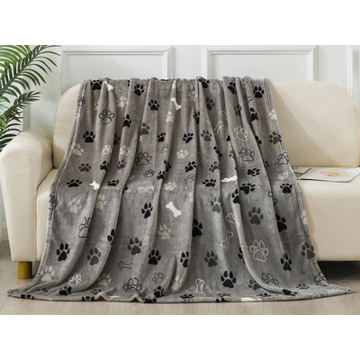 Xpose Mikroplyš deka TLAPIČKY šedá 140x200 – Zboží Dáma