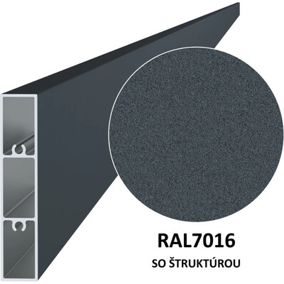 Hliníkový profil 80 x 16 x 6000 mm, štruktúra RAL 7016
