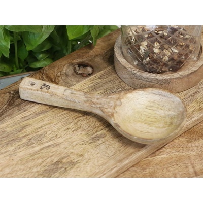 Chic Antique Široká okrúhla drevená sevírovacia lyžica z mangového dreva 19 cm