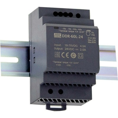 MEAN WELL DDR-60G-12 DC/DC měnič napětí na DIN lištu 12 V/DC 5 A 60 W Počet výstupů:1 x Obsah 1 ks
