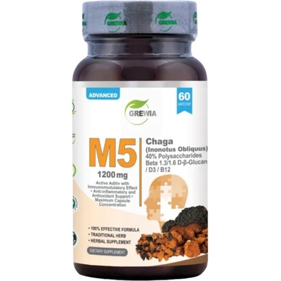Grewia M5 | Chaga - Inonotus Obliquus 40% Polysaccharides - Beta 1.3 600 mg [60 капсули]