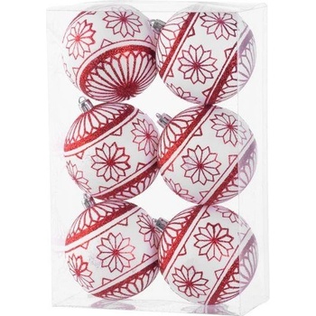 MagicHome Gule 6 ks 8 cm červeno biele s glitrami na vianočný stromček