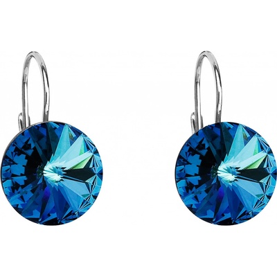Swarovski Elements Rivoli Ocelové náušnice visací bimbací modré kulaté 31106.5