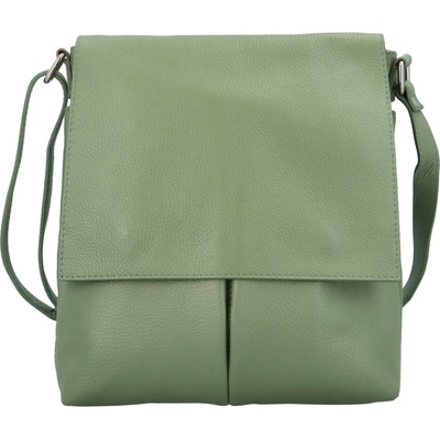 Stylová dámská kožená crossbody taška Carlon světle zelená