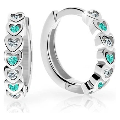 Danfil dievčenské náušnice krúžky C3341 z bieleho zlata mint green